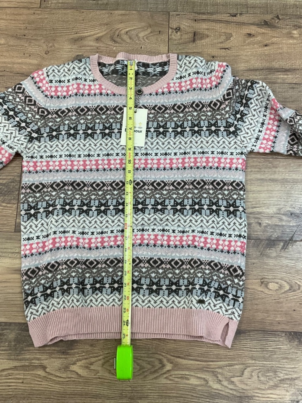 NWT Barbour Tarn Crew Fair Isle Knit Merino Wool Cashmere Blend Sweater Us 12 - Picture 7 of 8